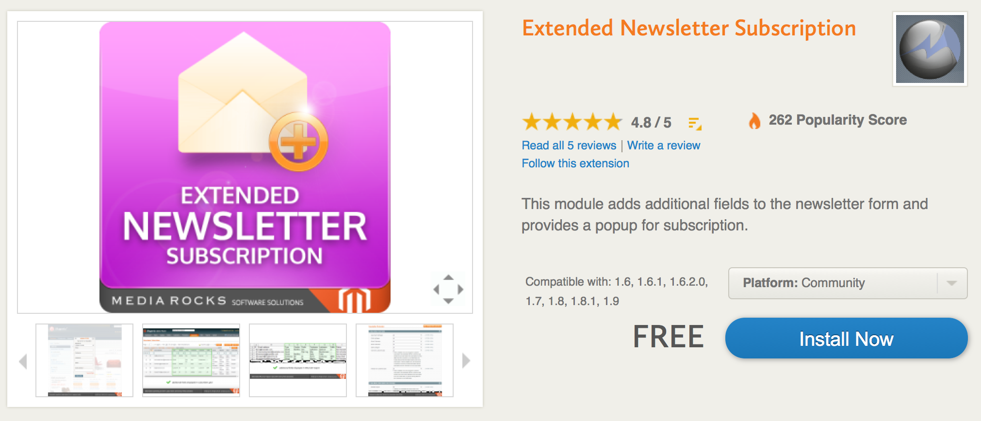 Extended Newsletter Magento Modulo Gratuito