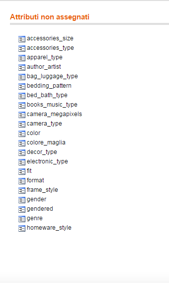 Attributi non assegnati