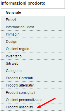Nuovo prodotto Prodotti associati configurabile