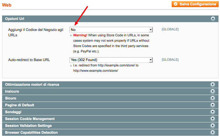 seo magento configurazioni generali