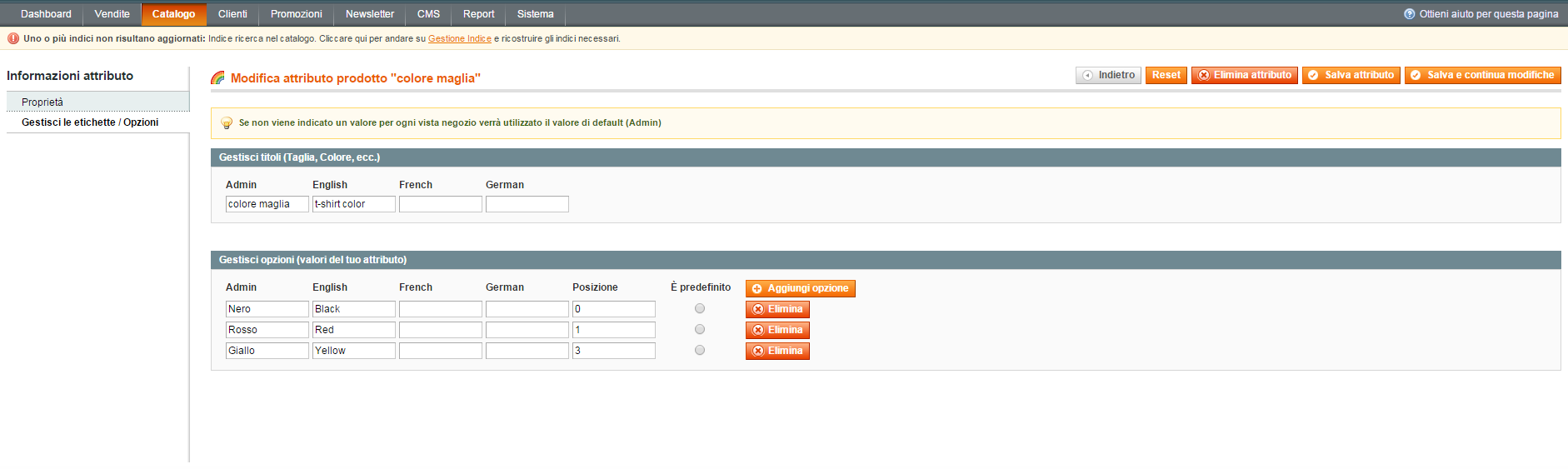 colore_maglia Gestione attributi Magento