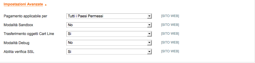 impostazioni avanzate paypal