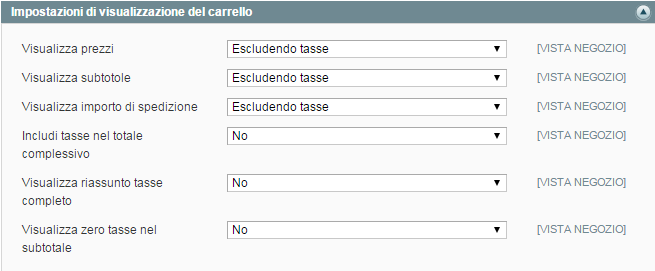 Configurazione Sistema Magento Admin