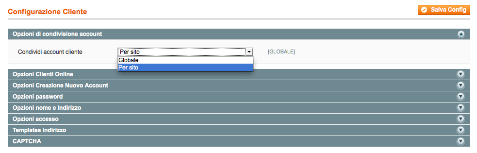 condivisione account cliente