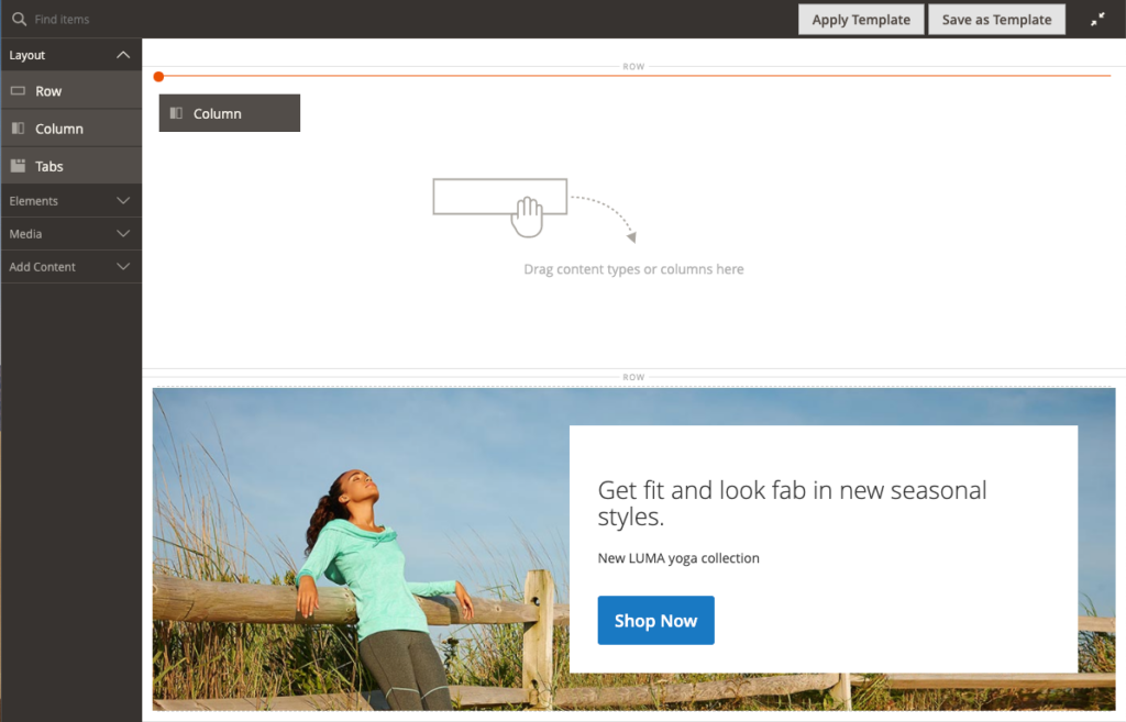 magento-page-builder-interfaccia
