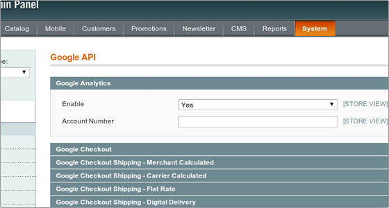 collegare analytics e magento