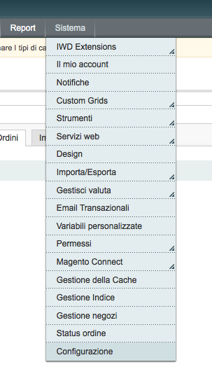 Magento Sistema Configurazione