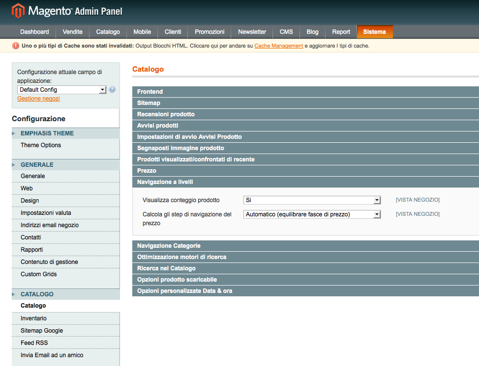 navigazione a livelli Magento