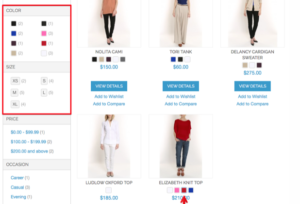 Magento Attributi taglia colore visuali