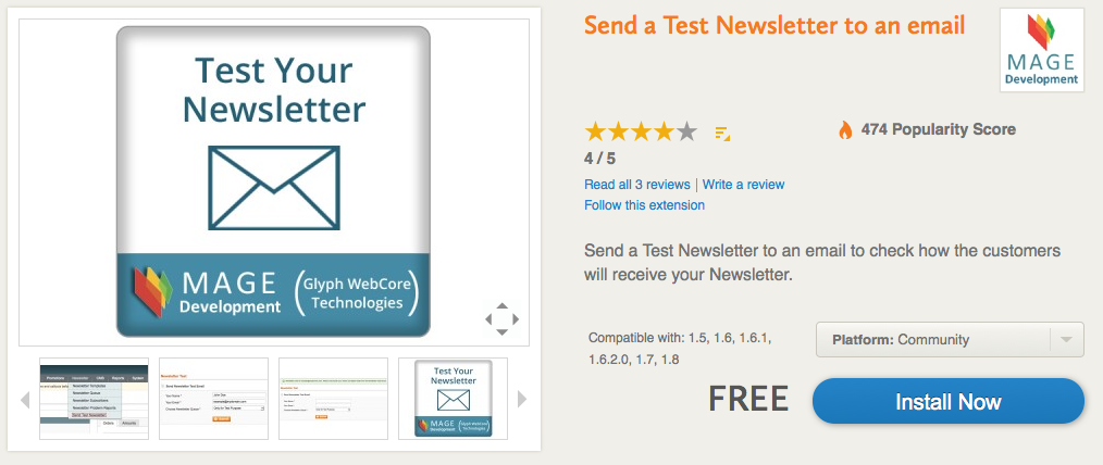 newsletter in magento test