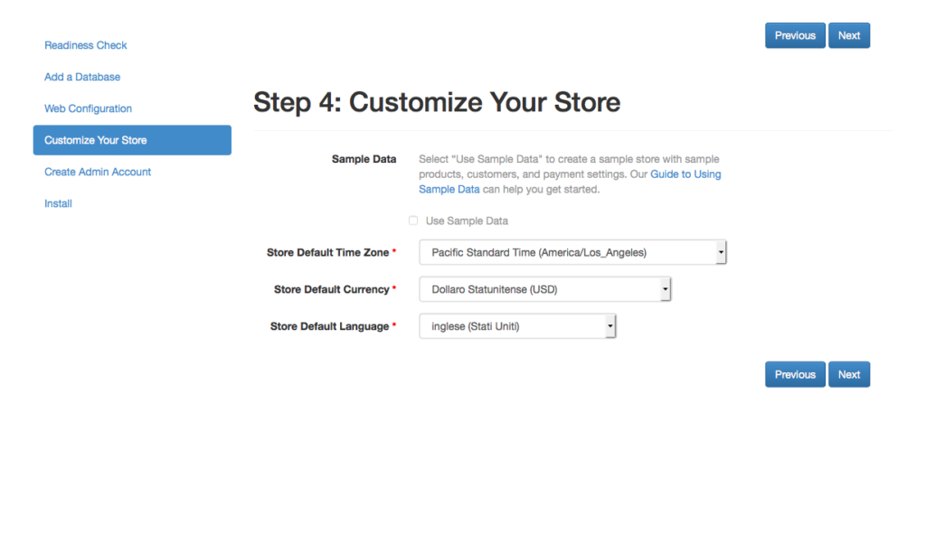 Installazione Magento 2 personalizzare store
