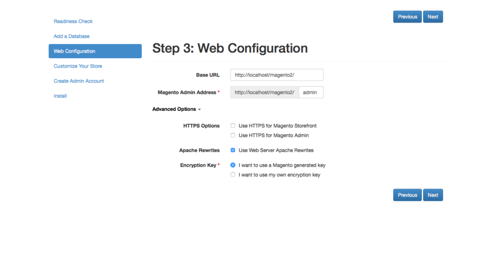 magento 2 Configurazione web