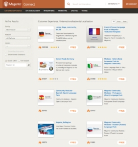 pacchetti lingue magento