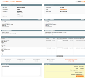 nuova fattura ordine magento