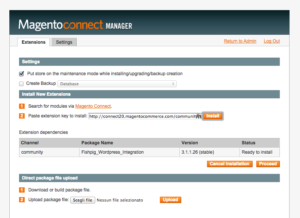 isntallazione wordpress in Magento