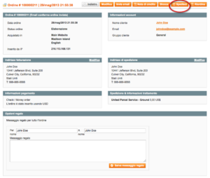 spedisci ordine magento