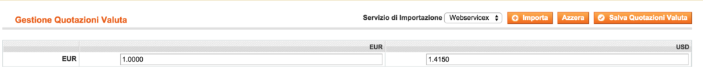 Magento Aggiornamento Valute