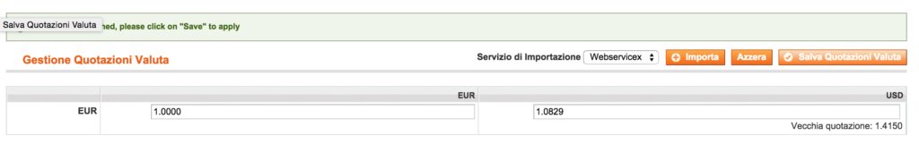 Magento Aggiornamento Valute Webservicesx