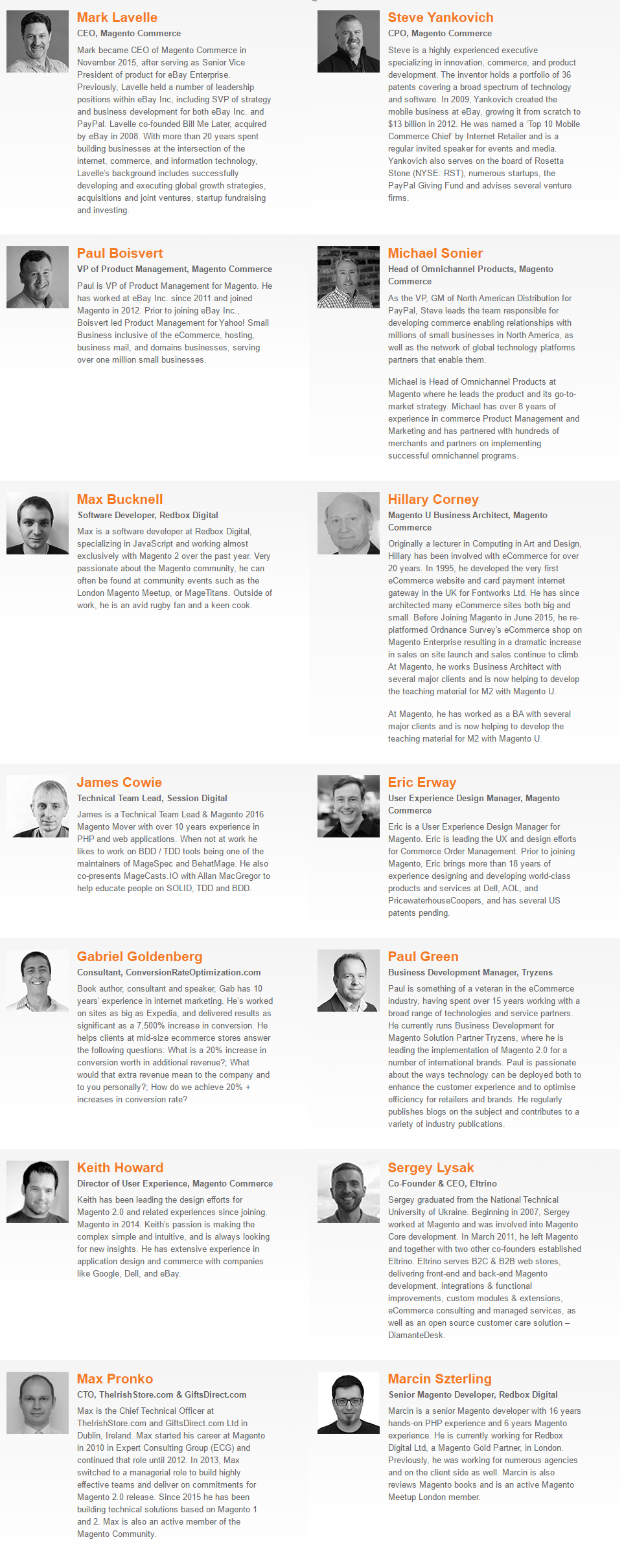 Speakers MagentoLive United Kingdom