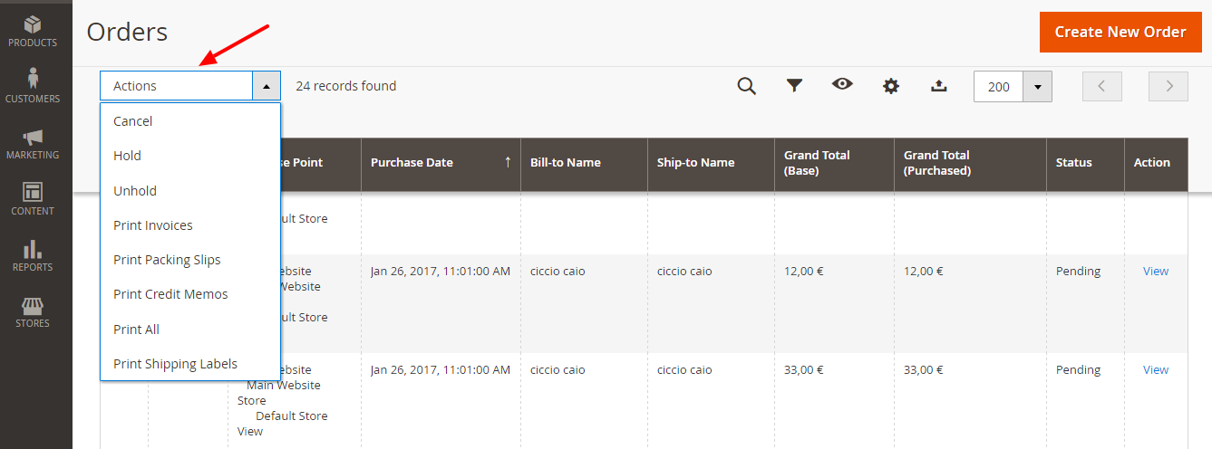 azioni-magento2-ordini