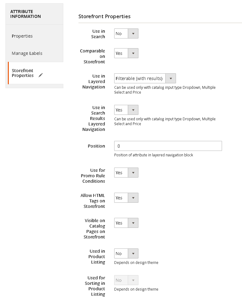 propriet&agrave;-frontend-attributi