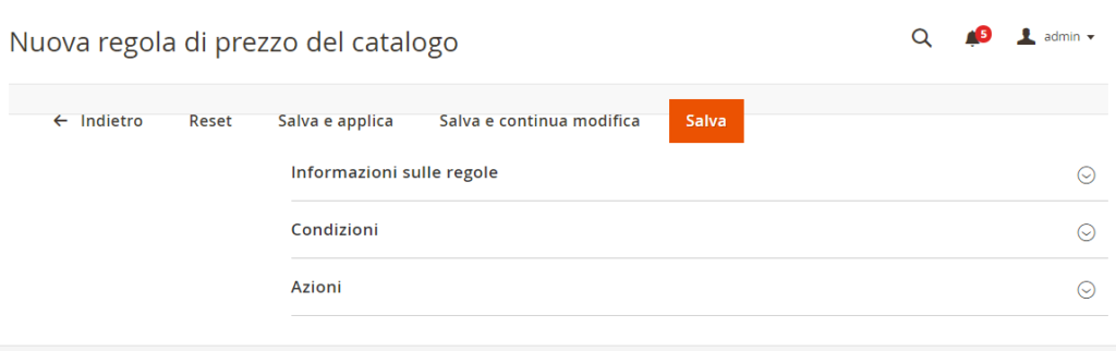 Regola di prezzo catalogo dettaglio