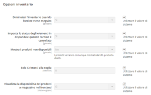 opzioni inventario