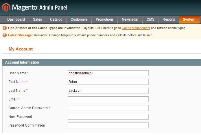 cambiare-user-magento