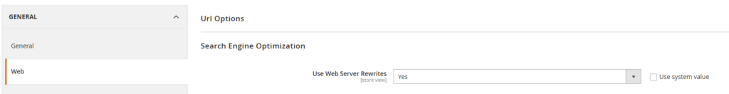 pannello di magento per la gestione delle impostazioni SEO di Magento - sezione approfondita 