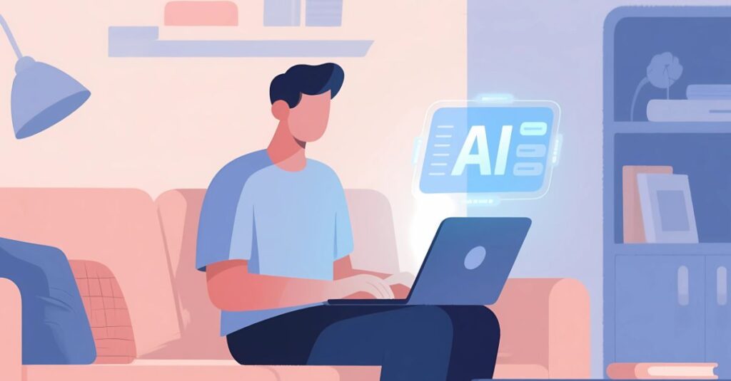 immagine con persona al pc che usa l'ai